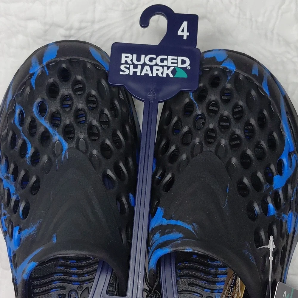 Rugged Shark Blue and Black Boys Water Shoes Sz 4